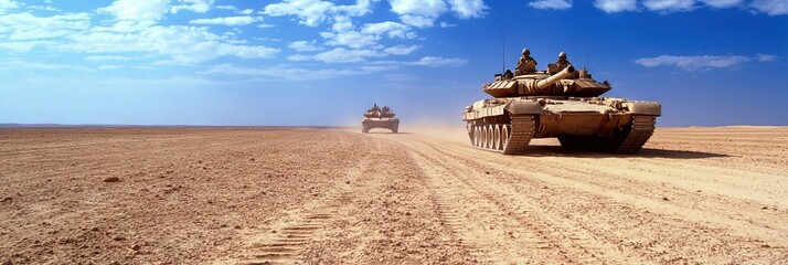 desert warfare with military operations and weaponry
