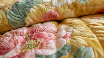 Bed linen. Bedroom and bed. Pillows, bedspread, blanket, begging, decor. Comfort and coziness. 