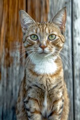 Fototapeta premium Close-up portrait of a tabby cat with green eyes