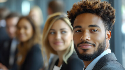 Fototapeta premium diverse group of professionals networking at an event