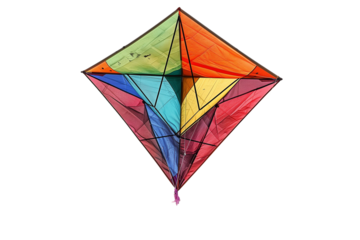 Vibrant Kite in a Diamond Shape Featuring Color Patterns Isolated on a White Background