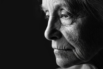 Generated Image of old age, old woman thinking, depression, sadness