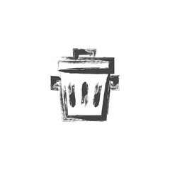 筆書き日用品家電関連の単品アイコン　ゴミ箱