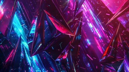 Abstract Neon Crystal Fractal Background