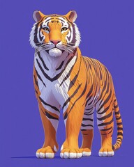 Obraz premium Vibrant 3D Tiger Model 3D Animation Illustration Stock