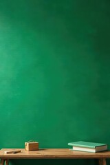 Clean, vibrant green chalkboard with smooth surface, mockup, writing, blank