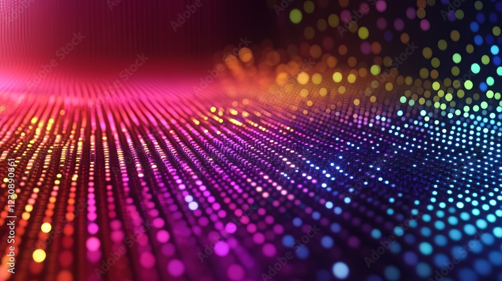 Aufkleber abstract colorful glowing particle wave background.