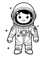 Coloring book for children: astronaut in space suit. Vector illustration.