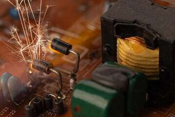 Sparks on Circuit Board Highlighting Fire Risks
