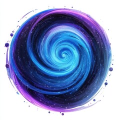Abstract cosmic swirl, blue and purple nebula in spiral vortex.