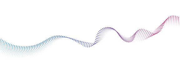 Flowing Dot Wave halftone gradient pattern on transparent background	