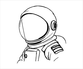 Astronaut in spacesuit. Hand drawn vector illustration on white background