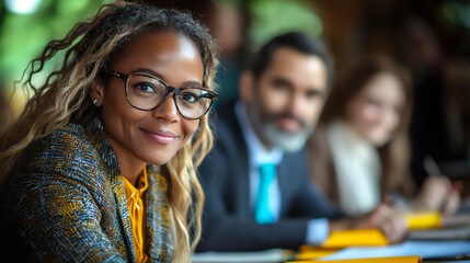 diverse team analyzing business data in a conference room