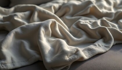 Soft Cream Colored Blanket Draped on Surface