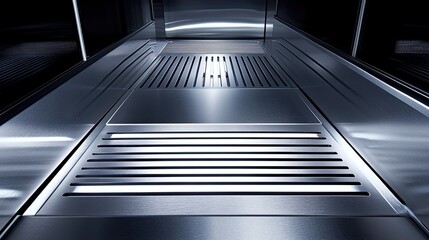 Obraz premium A modern brushed titanium surface with soft directional lighting for a sleek industrial appearance.