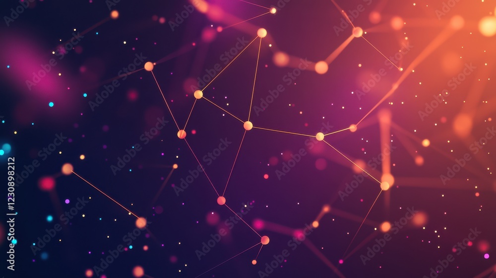 Poster Abstract Colorful Background with Luminous Dots and Connections