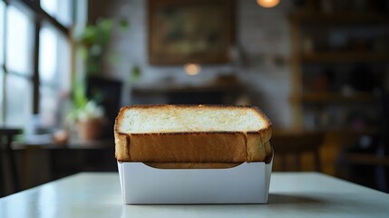 A piece of toast is sitting on a white plate