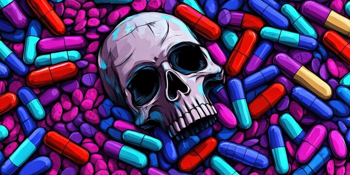drug war concept with narcotics, weaponry, and death