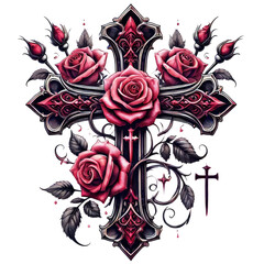 Faith Cross with Flowers – Elegant Christian Clipart Vector Illustration