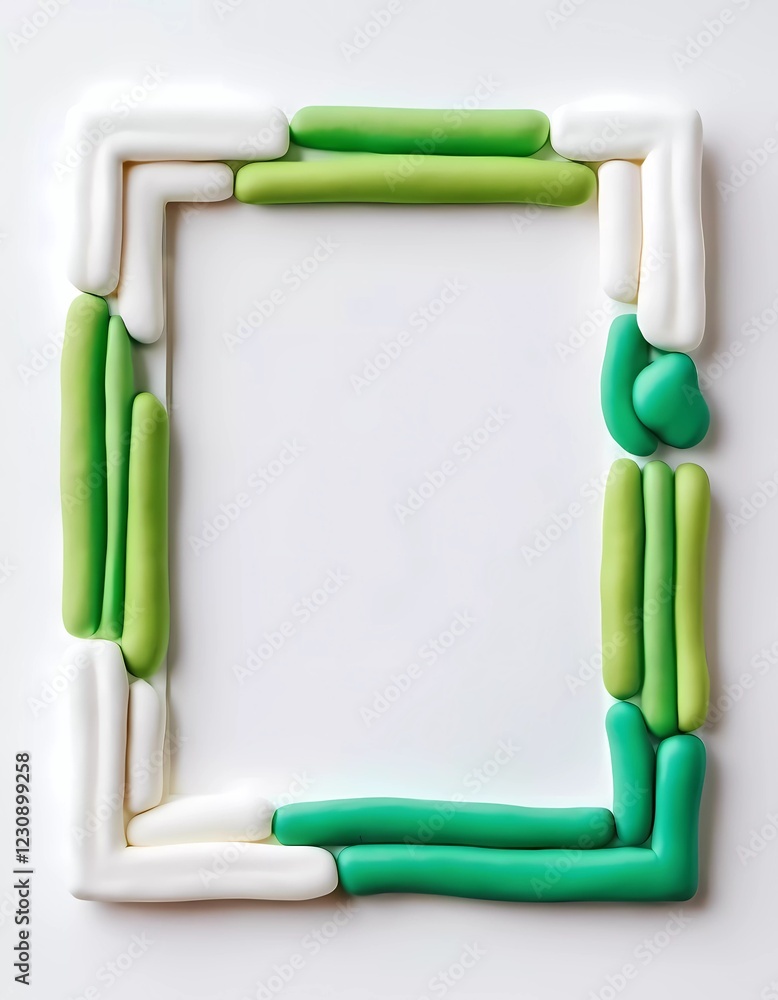 Poster colorful rectangular frame made from green and white abstract materials creates an inviting empty sp