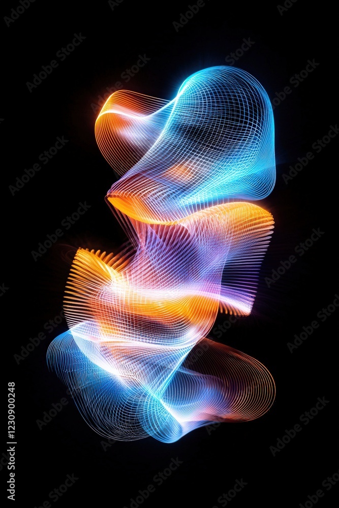 Poster dynamic motion art created with swirling colors and abstract lines