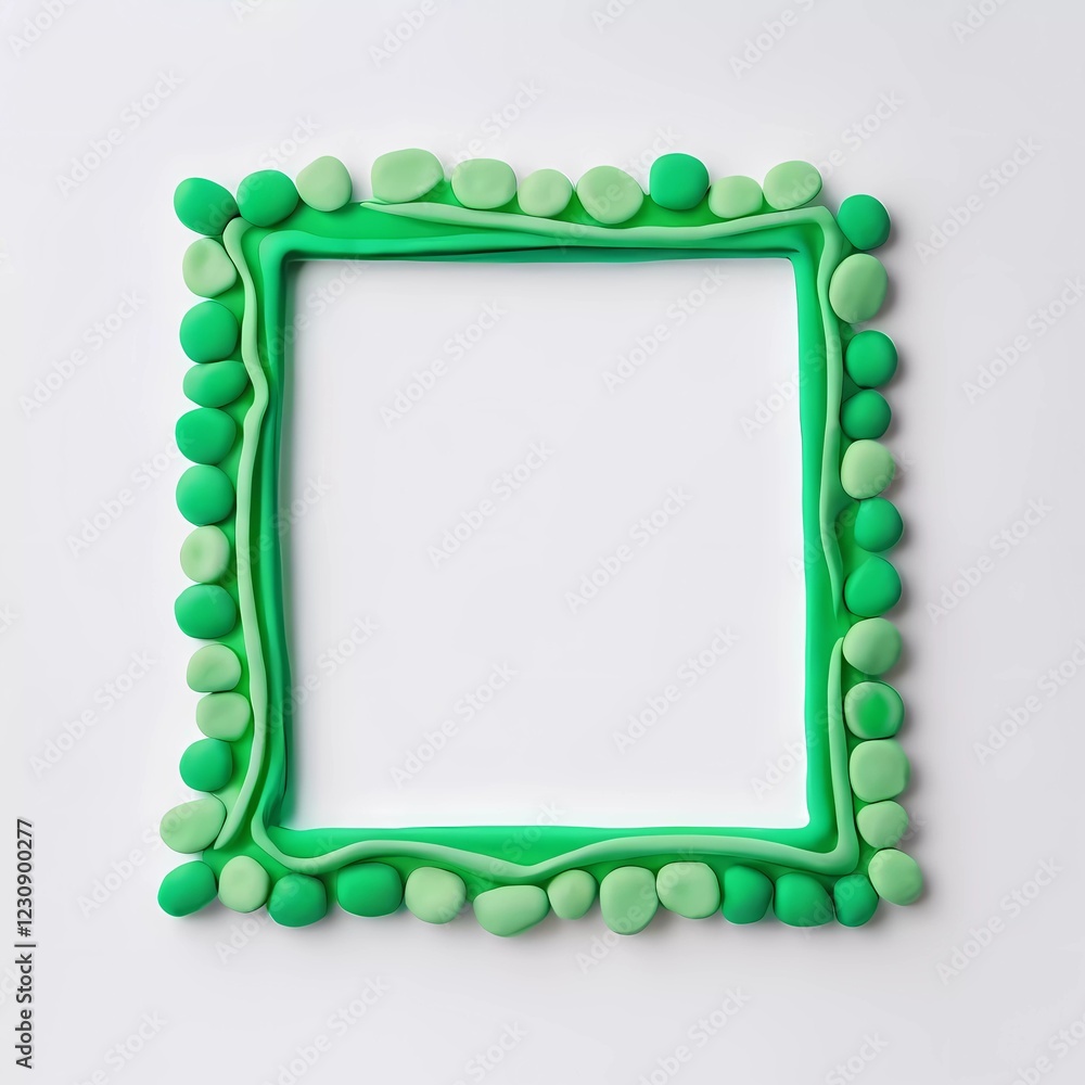 Poster an abstract rectangular frame made of green and white materials showcases a blank center, inviting c