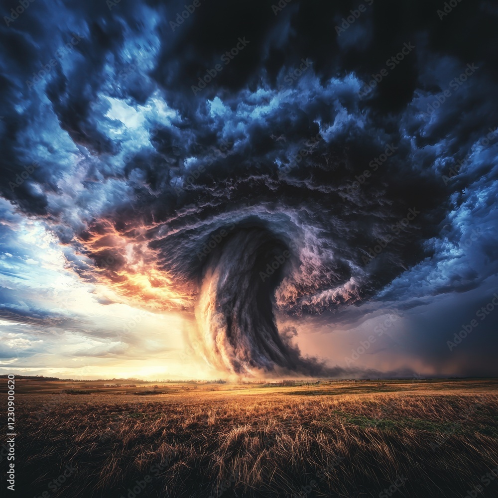 Poster dynamic weather patterns depicting tornadoes and thunderstorms