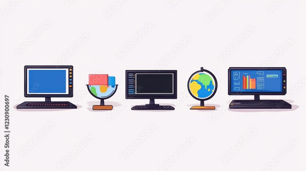 Poster progression of computer monitors representing technology evolution