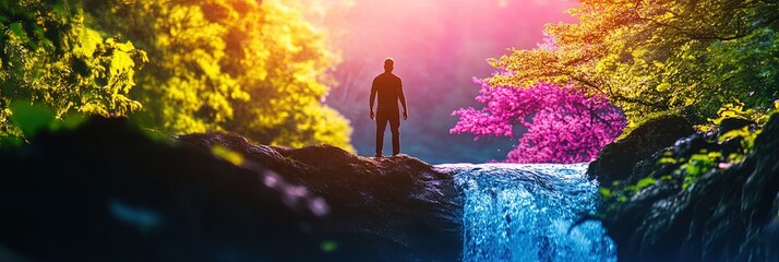 man ready to jump off a cliff - cliff jumping