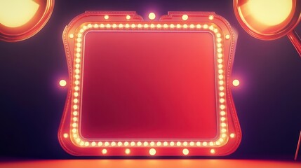 Obraz premium Bright Retro Frame with Lights for Theatrical Background Display