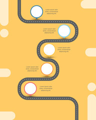 Roadmap infographic design template on yellow background. 5 steps infographic.