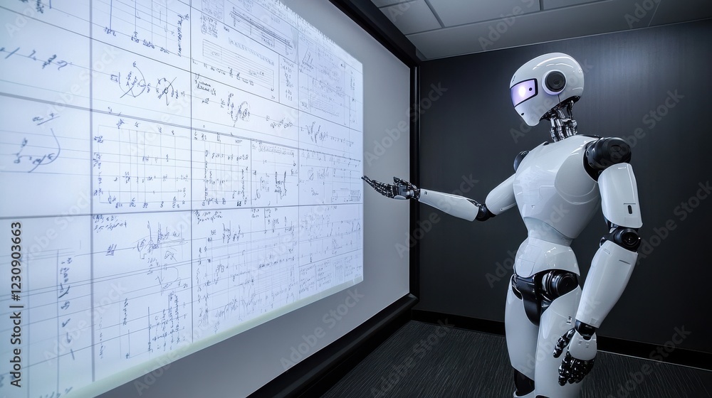 Poster robot presentation of graphs and data on projector screen