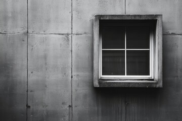 Minimalist concrete wall with a single square window