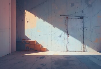 Sunlit Room Under Construction Boxes and Door
