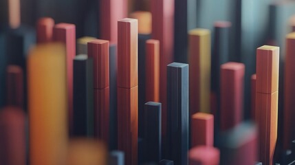 Obraz premium A close-up shot of a D bar chart illustrating sales growth over a quarter, with animated bars rising and detailed labels, capturing the essence of business performance and data visualization.