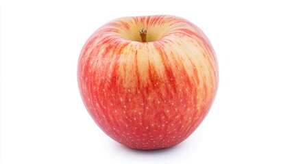 Red and Yellow Striped Apple on White Background