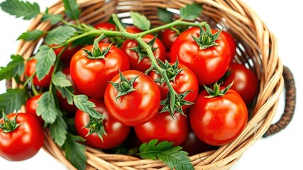Rustic Basket Holds Captivating Crimson Tomatoes