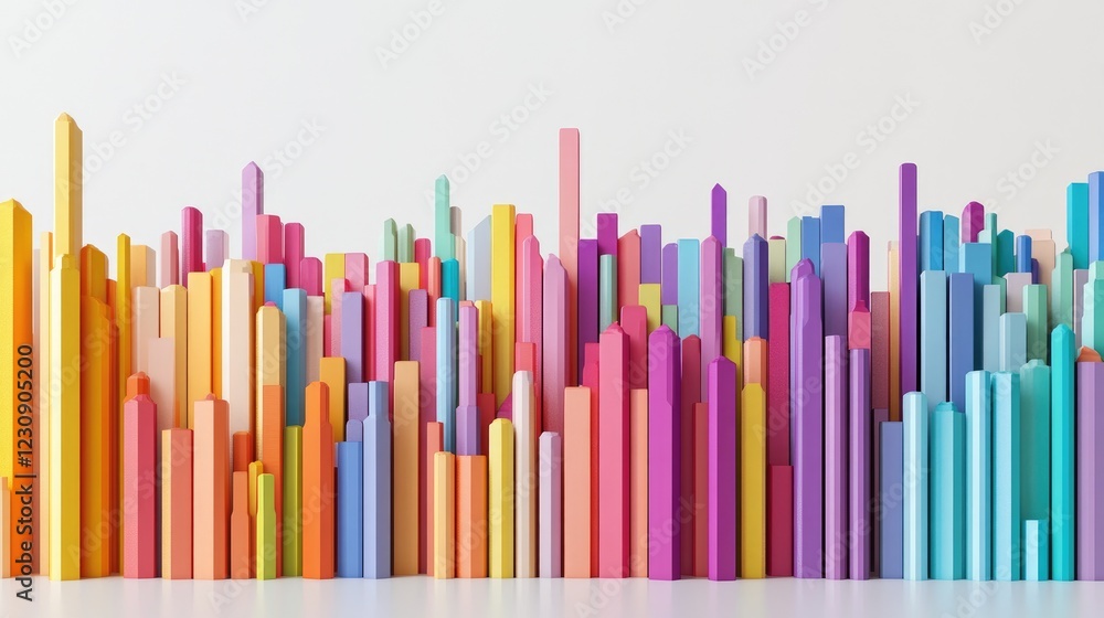 Poster a colorful d bar chart illustrating global economic performance, with each bar representing a differ