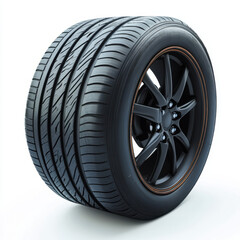 sleek black car tire with modern design, showcasing deep treads and stylish rim, perfect for enhancing vehicle performance and aesthetics