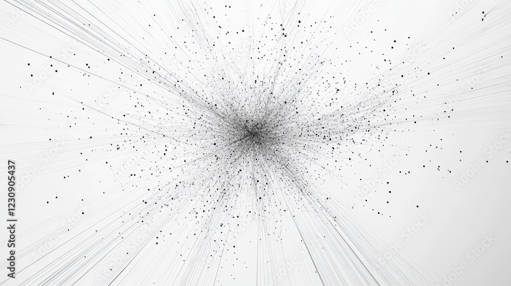 Poster a conceptual image of a wi-fi symbol composed of digital lines and particles, radiating from a centr