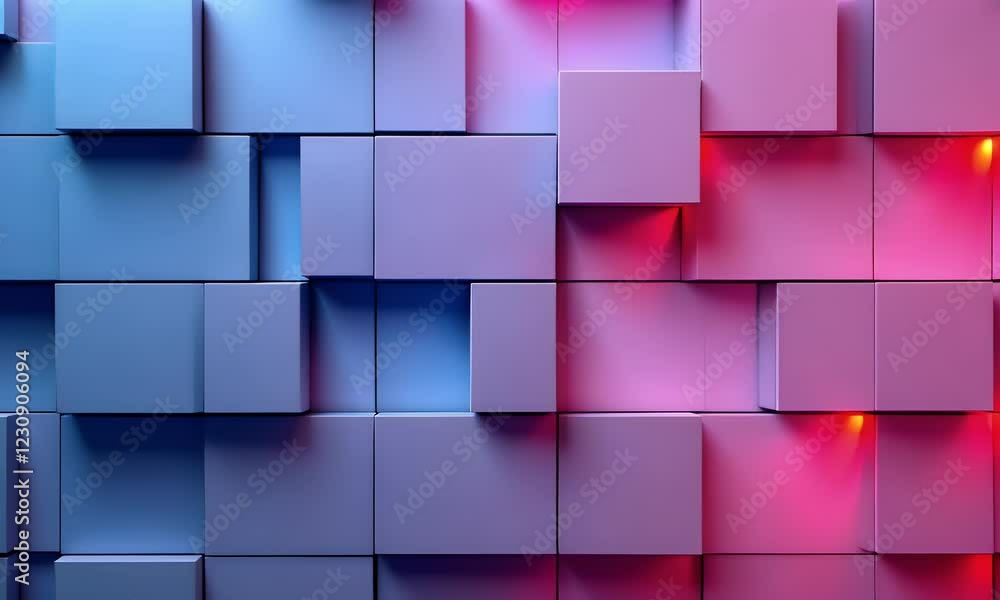 Aufkleber Abstract glowing cube wall texture background