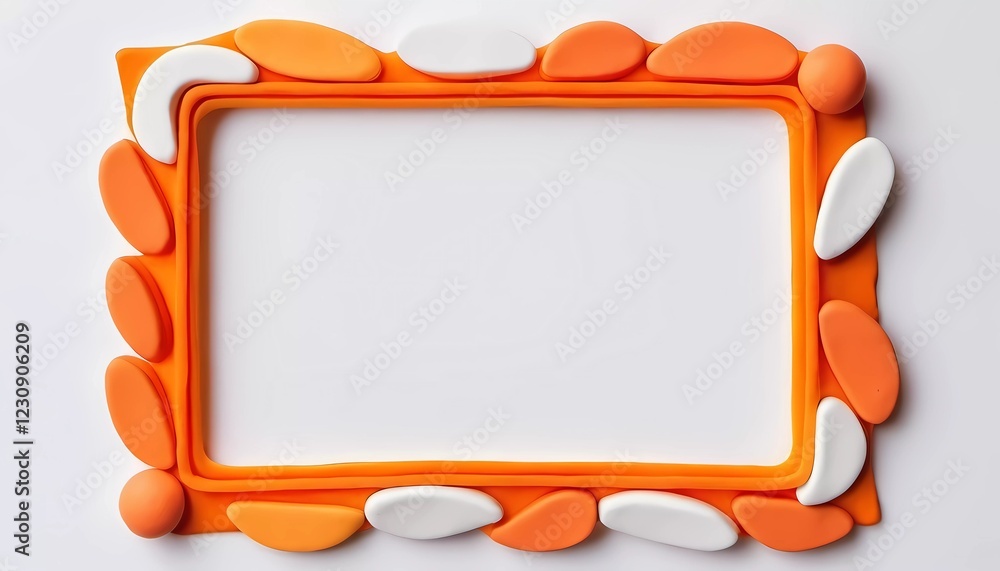 Poster this vibrant rectangular frame showcases a lively orange and white design, leaving plenty of empty s