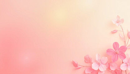 Fototapeta premium Gradient pink and peach background with delicate cherry blossoms