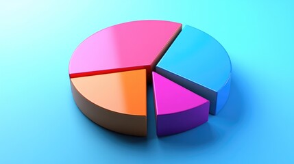 Obraz premium A dynamic D pie chart illustrating market share distribution, with segments rising and falling, symbolizing changes in financial data.