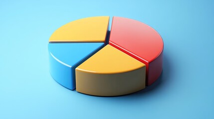 Fototapeta premium A financial D pie chart showing the division of a company's assets, with bold colors and shadows adding depth to each section.