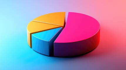 Obraz premium A financial D pie chart showing the division of a company's assets, with bold colors and shadows adding depth to each section.