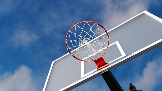 大量のバスケットボールが次々とバスケットゴールに入っていくシームレスなループアニメーション動画
