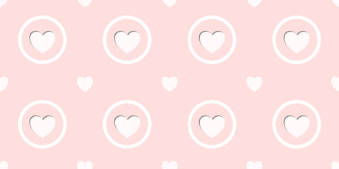 White Heart Seamless Pattern on Pink Background. Love romantic theme. Pattern hearts with Love for Valentine's Day. Valentines day background. Vector abstract texture with small hearts