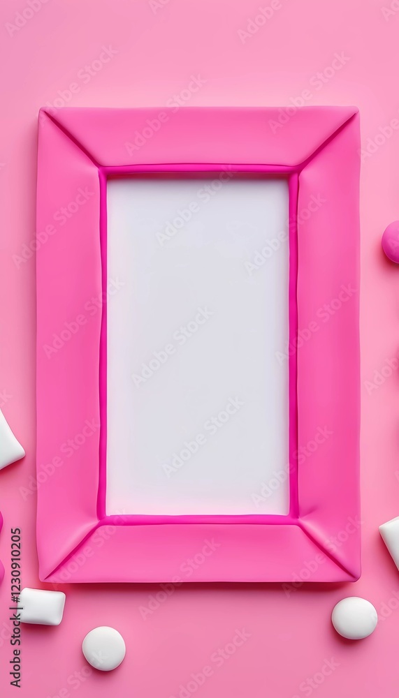 Poster a playful scene features a rectangular pink frame in the center, surrounded by soft play dough shape