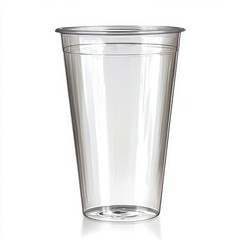 Clear plastic cup isolated on white background. (1)